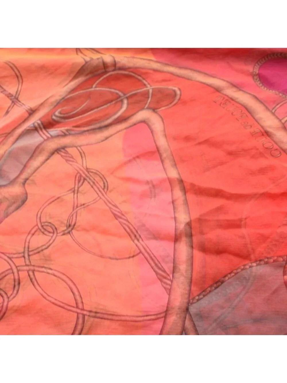 Hermes Carre 140 Coupde Fouet Shawl Scarf Large All Over Pattern Silk Orange
